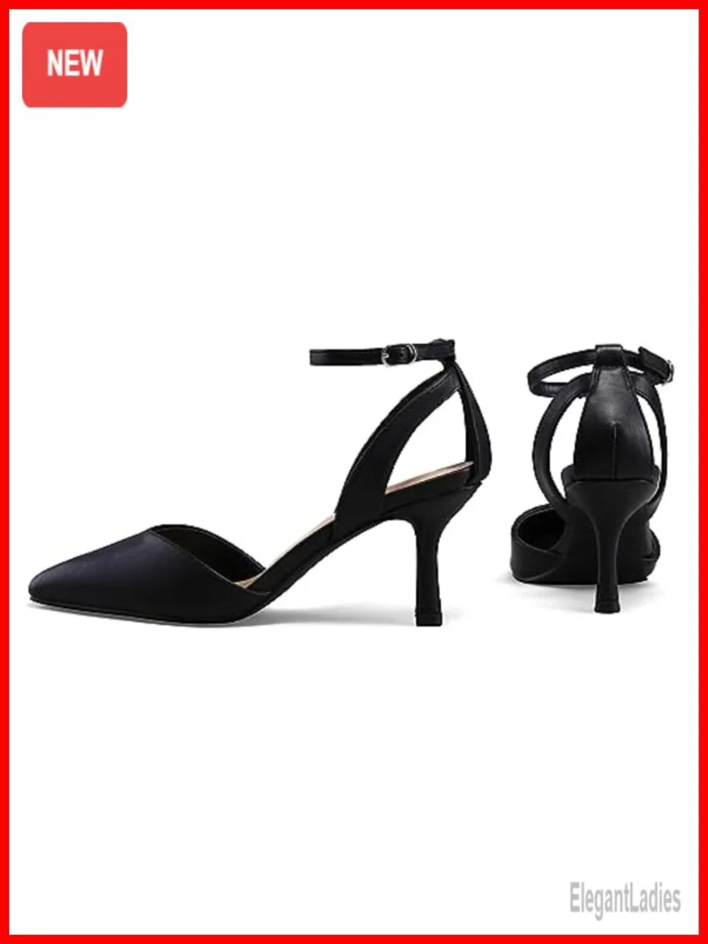 Kitten Heels Closed Toe Dress Pumps Ankle Strap Low Heel